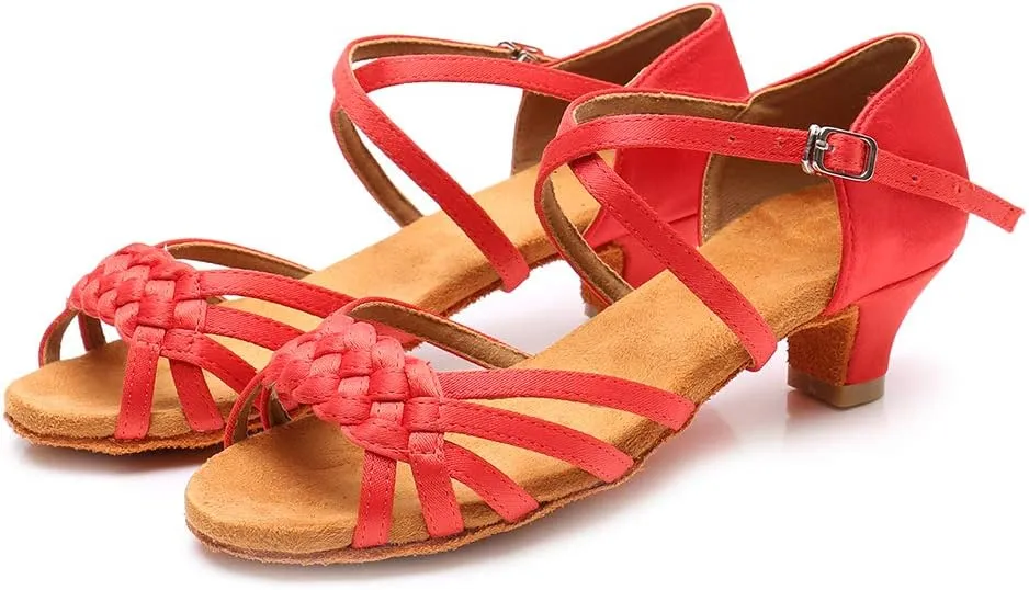 JUODVMP Girl Latin Dance Shoes Ballroom Performance Shoes for Girl and Women,Model VS-WH1208-XGG