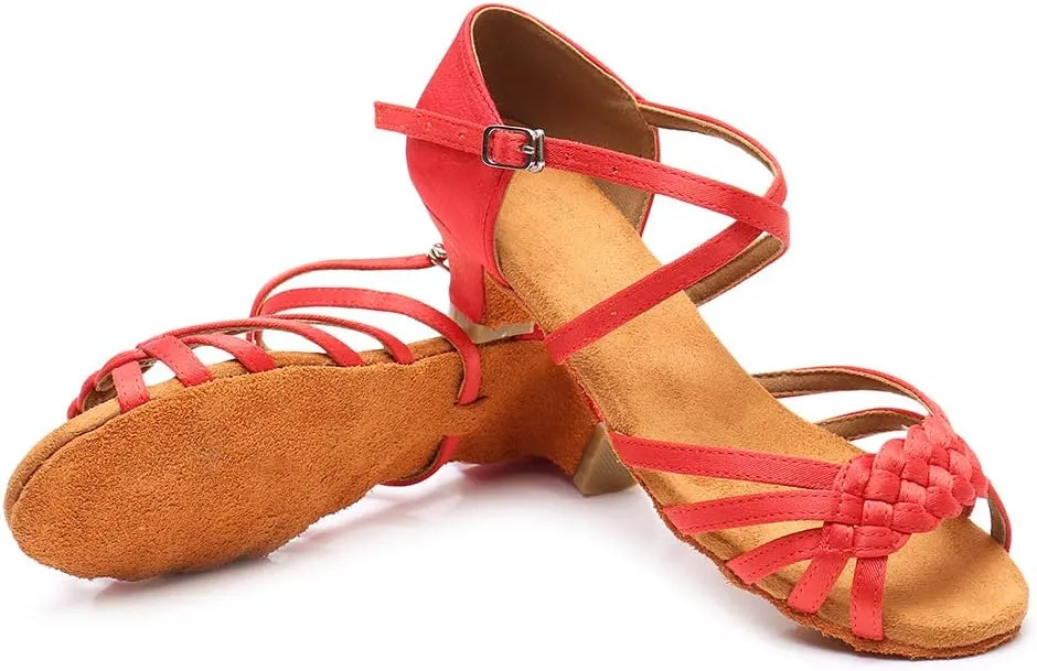 JUODVMP Girl Latin Dance Shoes Ballroom Performance Shoes for Girl and Women,Model VS-WH1208-XGG