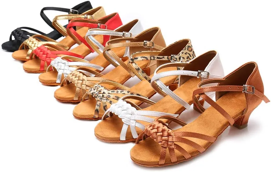JUODVMP Girl Latin Dance Shoes Ballroom Performance Shoes for Girl and Women,Model VS-WH1208-XGG