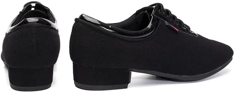 JUODVMP Lace-up Professional Latin Dance Shoes Ballroom Modern Jazz Tango Waltz Salsa Leather Shoes for Men Low Heel,Model WLL518-2