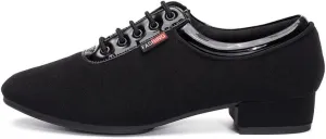JUODVMP Lace-up Professional Latin Dance Shoes Ballroom Modern Jazz Tango Waltz Salsa Leather Shoes for Men Low Heel,Model WLL518-2