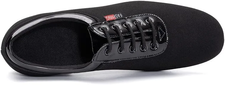 JUODVMP Lace-up Professional Latin Dance Shoes Ballroom Modern Jazz Tango Waltz Salsa Leather Shoes for Men Low Heel,Model WLL518-2