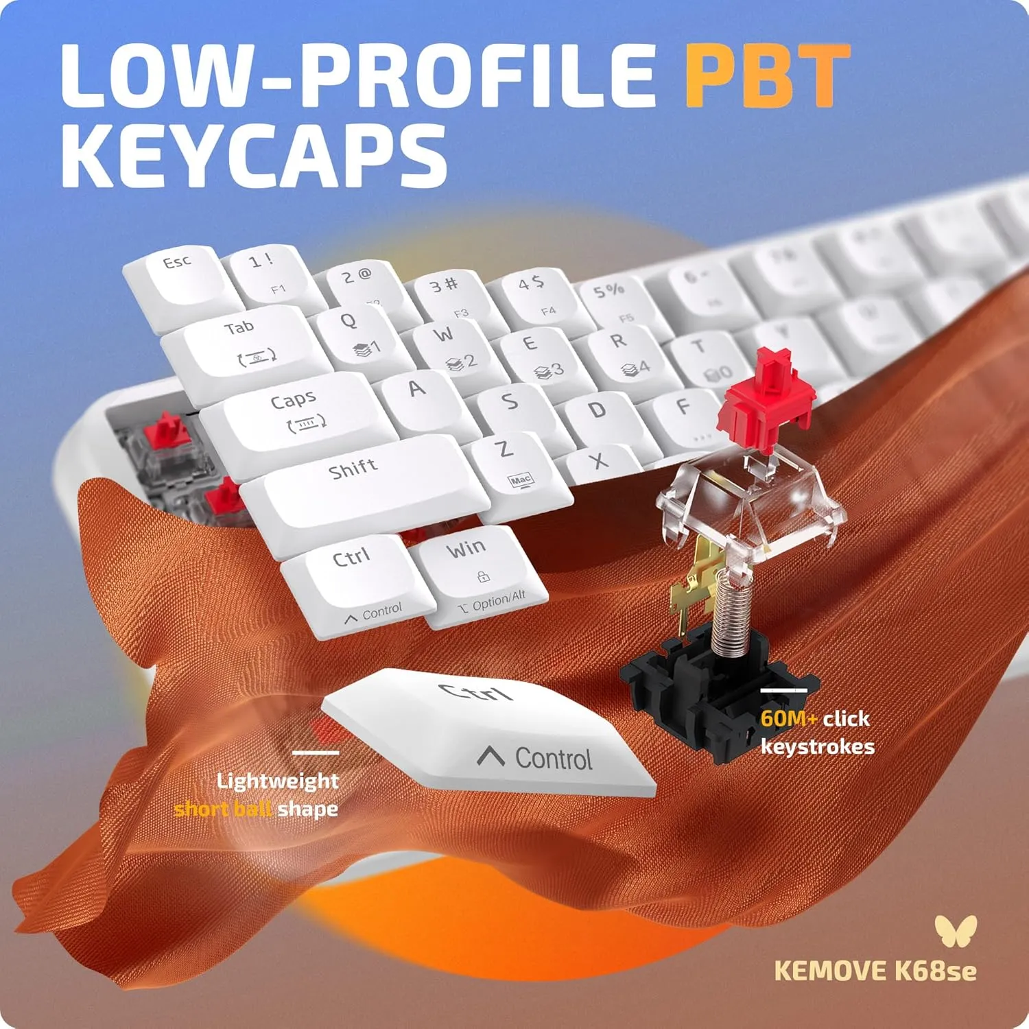 KEMOVE K68se Gaming Mechanical Keyboard,60 Percent RGB Keyboard with Red Linear Switch,White
