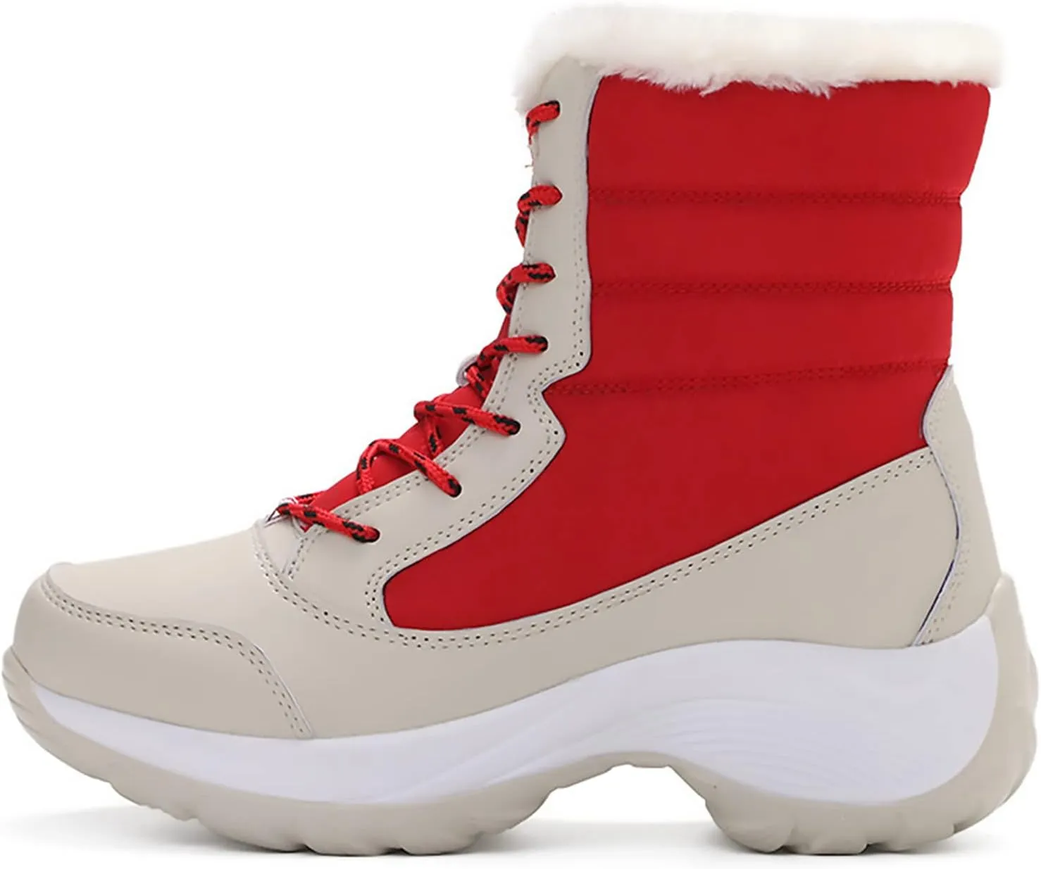 KISSOURBABY Women's Fur Lining Winter Boots Outdoor Waterproof Snow Boots