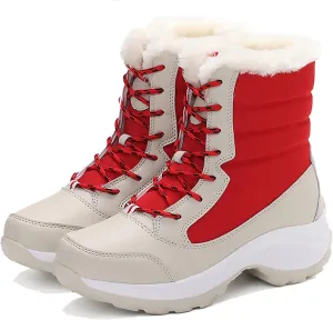 KISSOURBABY Women's Fur Lining Winter Boots Outdoor Waterproof Snow Boots