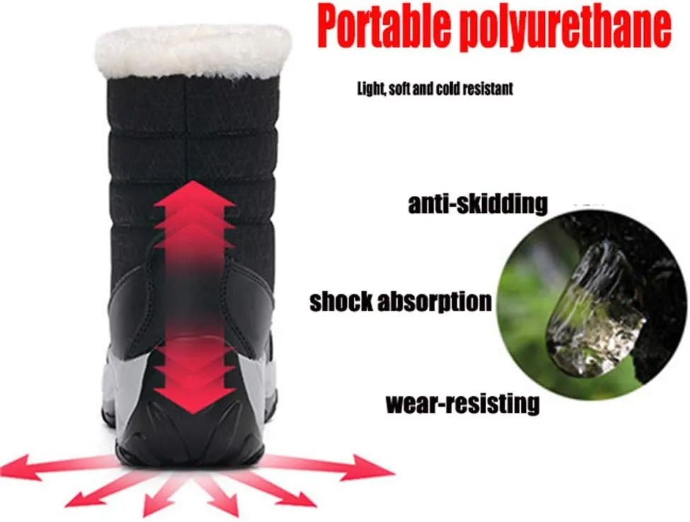 KISSOURBABY Women's Fur Lining Winter Boots Outdoor Waterproof Snow Boots