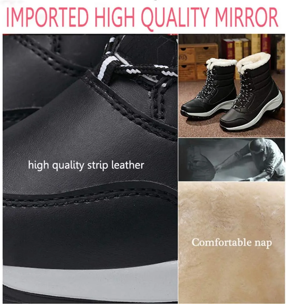 KISSOURBABY Women's Fur Lining Winter Boots Outdoor Waterproof Snow Boots