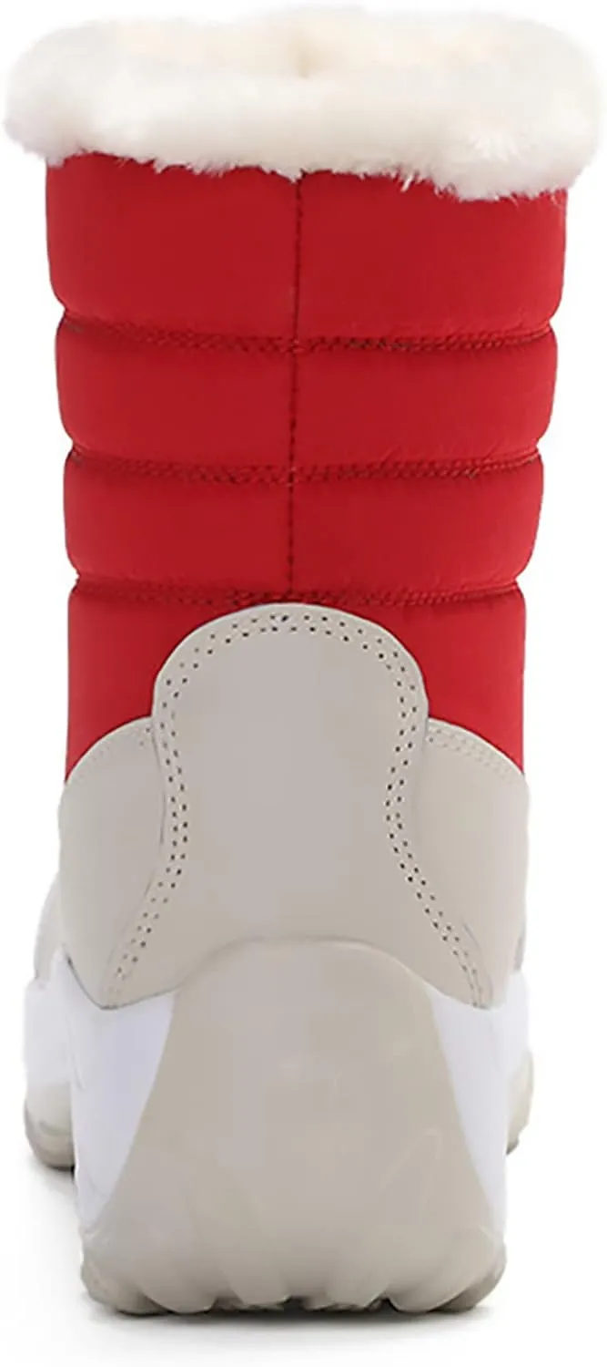 KISSOURBABY Women's Fur Lining Winter Boots Outdoor Waterproof Snow Boots