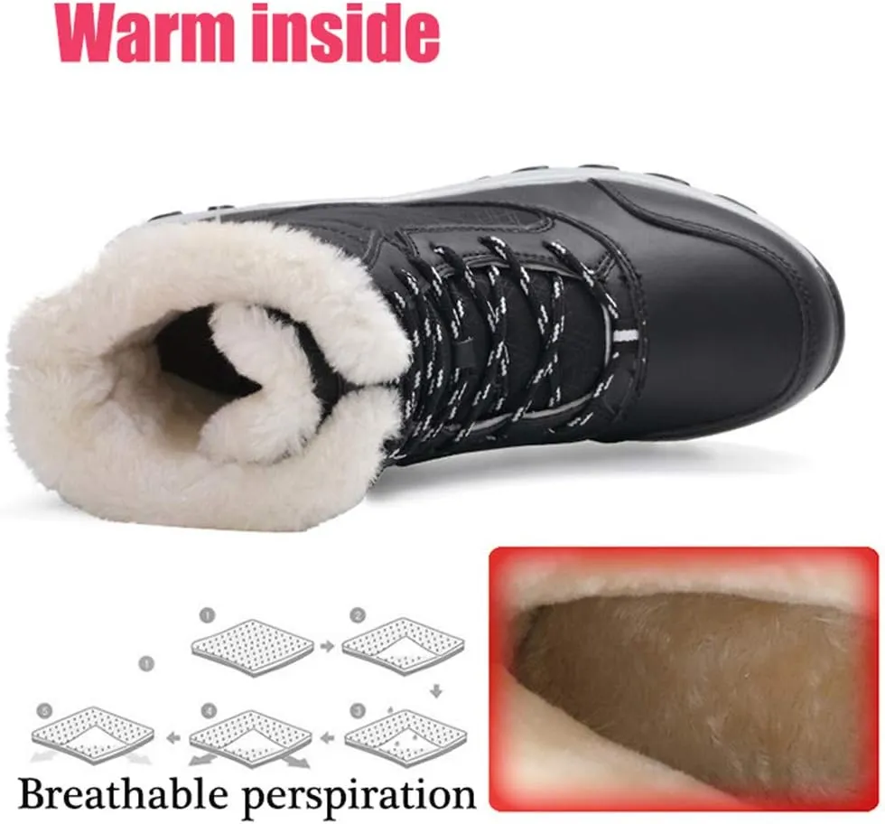 KISSOURBABY Women's Fur Lining Winter Boots Outdoor Waterproof Snow Boots