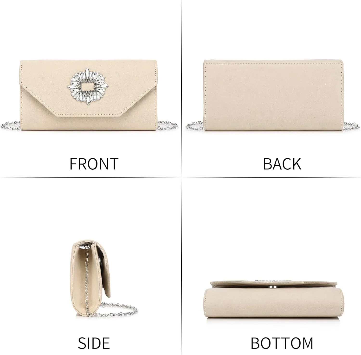 Labair Clutch Purses for Women Evening Wedding Party Cocktail Prom Suede Handbag Crossbody Shoulder Bag