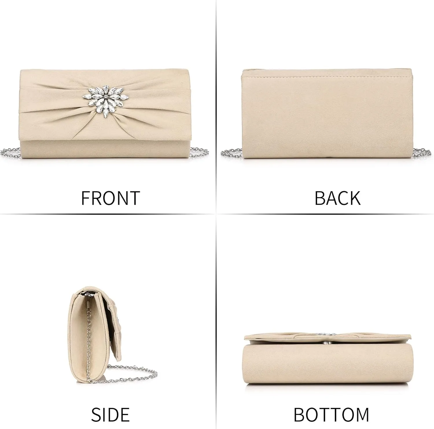 Labair Women's Evening Handbags Pleated Suede Evening Bag Velvet Clutch Bag Wedding Bridal Formal Purse.