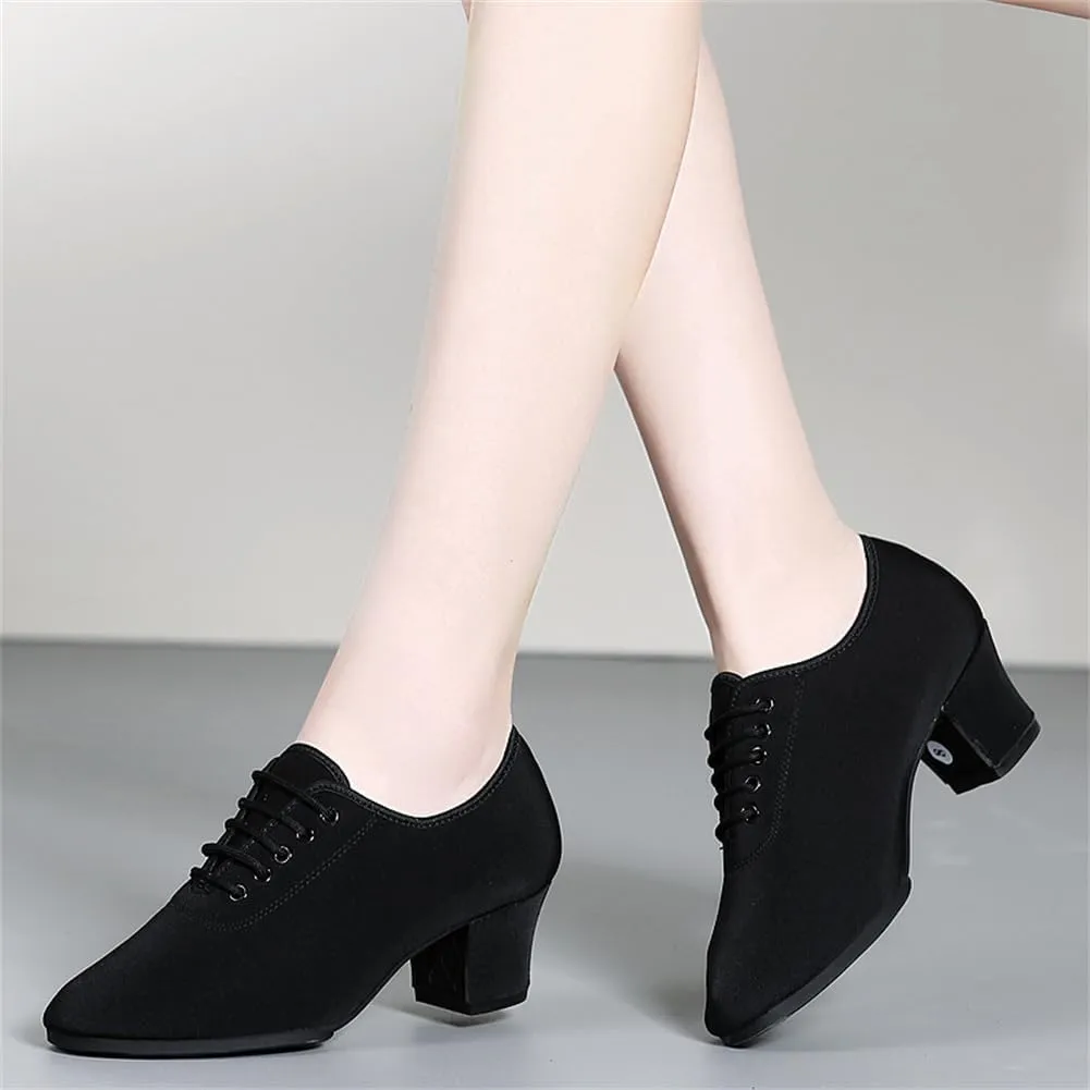 Ladies Ballroom Dance Shoes, Closed Toe Salsa Tango Shoes Suede Sole 2" Heel Professional Latin Dance Shoes for Female