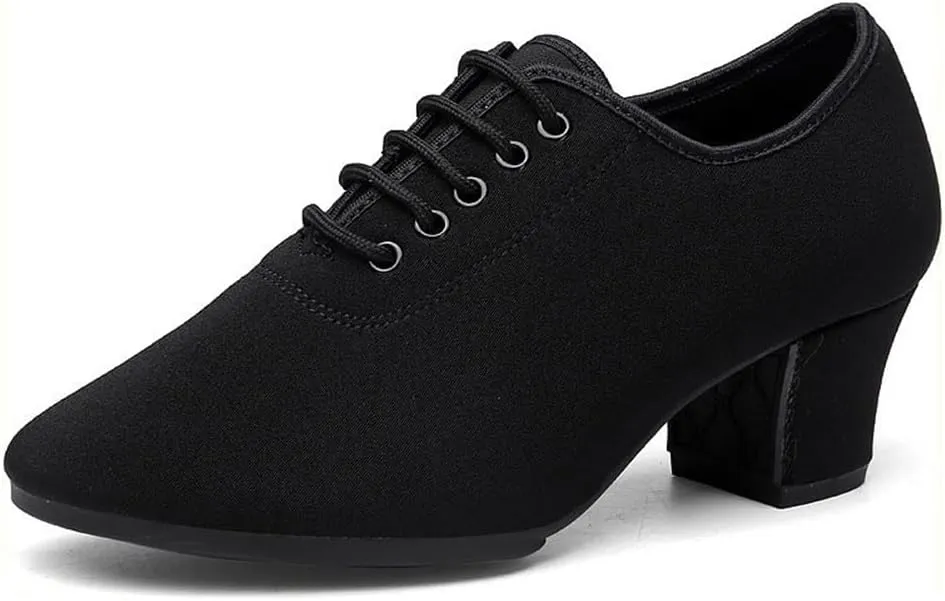 Ladies Ballroom Dance Shoes, Closed Toe Salsa Tango Shoes Suede Sole 2" Heel Professional Latin Dance Shoes for Female