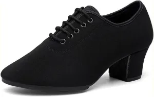 Ladies Ballroom Dance Shoes, Closed Toe Salsa Tango Shoes Suede Sole 2" Heel Professional Latin Dance Shoes for Female