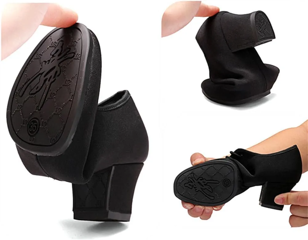 Ladies Ballroom Dance Shoes, Closed Toe Salsa Tango Shoes Suede Sole 2" Heel Professional Latin Dance Shoes for Female