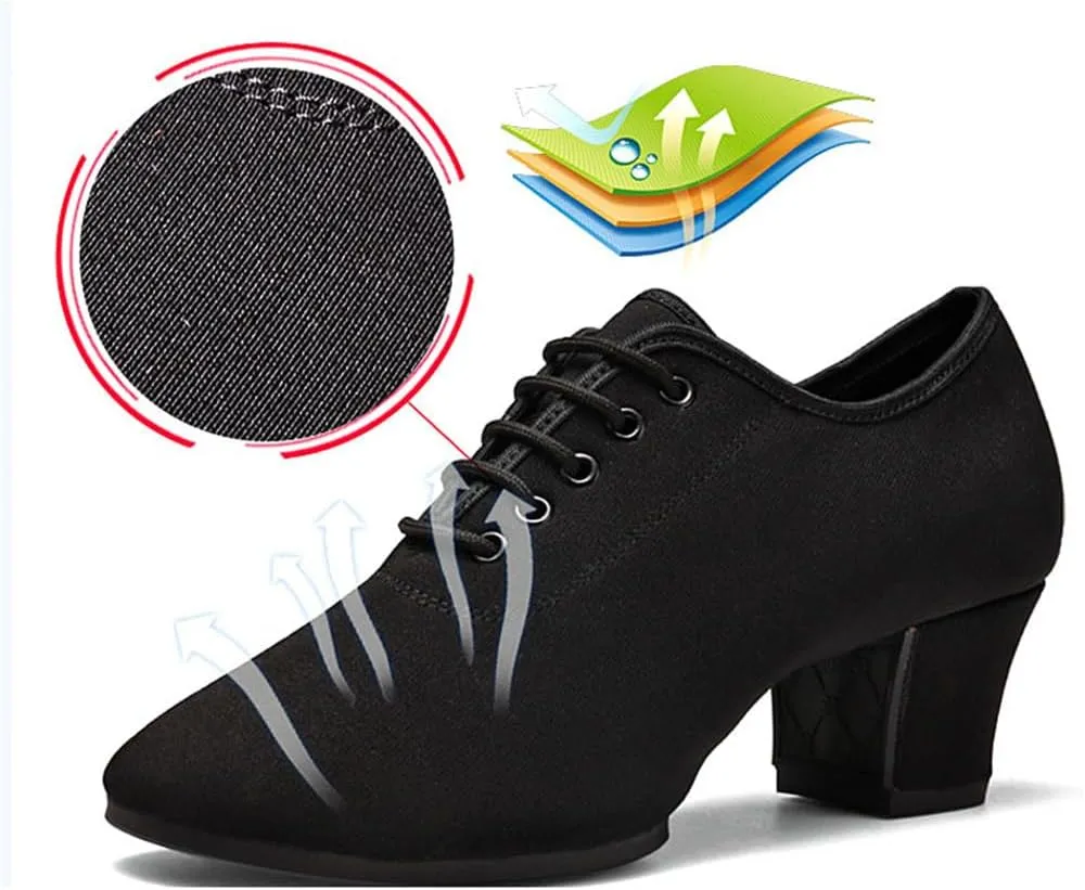 Ladies Ballroom Dance Shoes, Closed Toe Salsa Tango Shoes Suede Sole 2" Heel Professional Latin Dance Shoes for Female