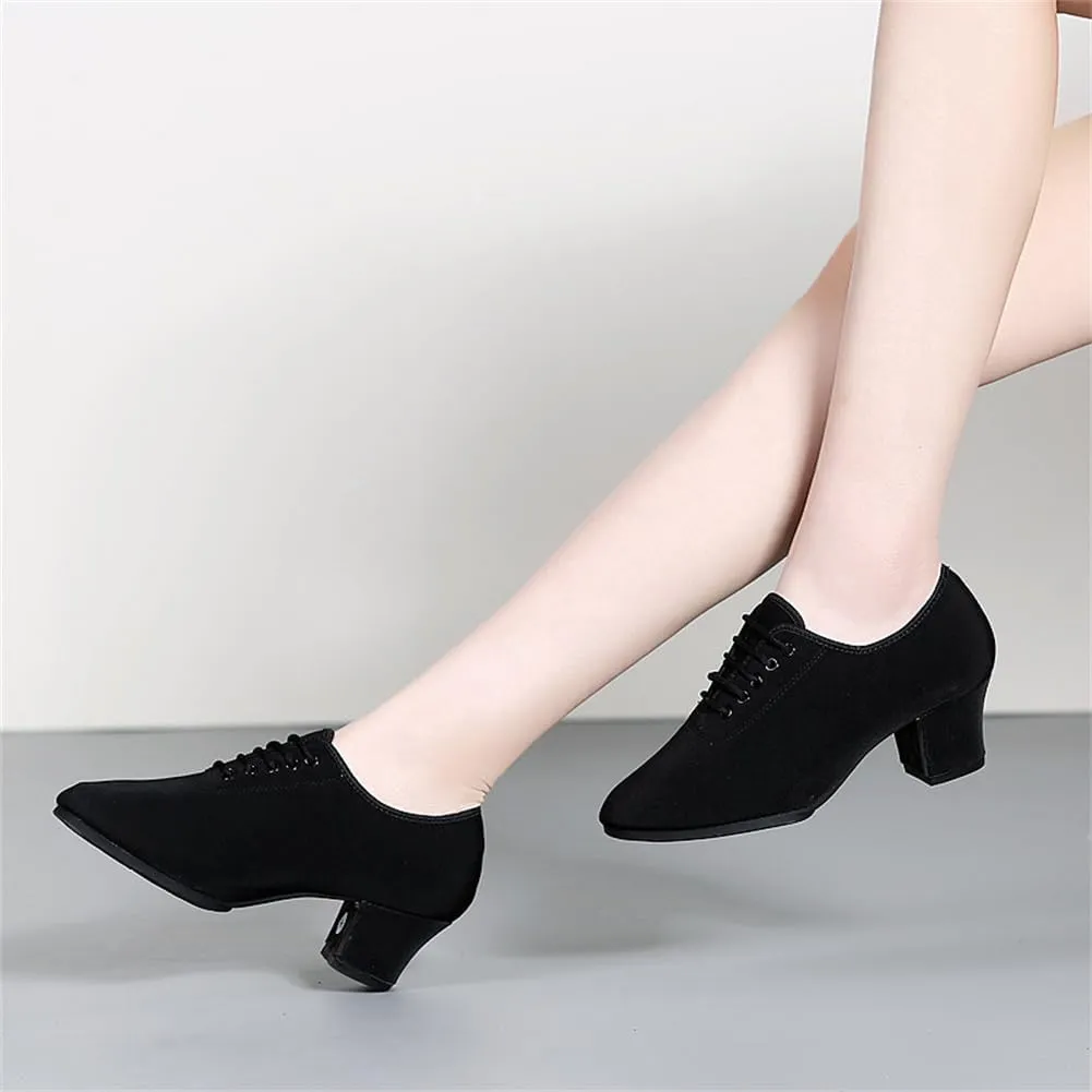 Ladies Ballroom Dance Shoes, Closed Toe Salsa Tango Shoes Suede Sole 2" Heel Professional Latin Dance Shoes for Female