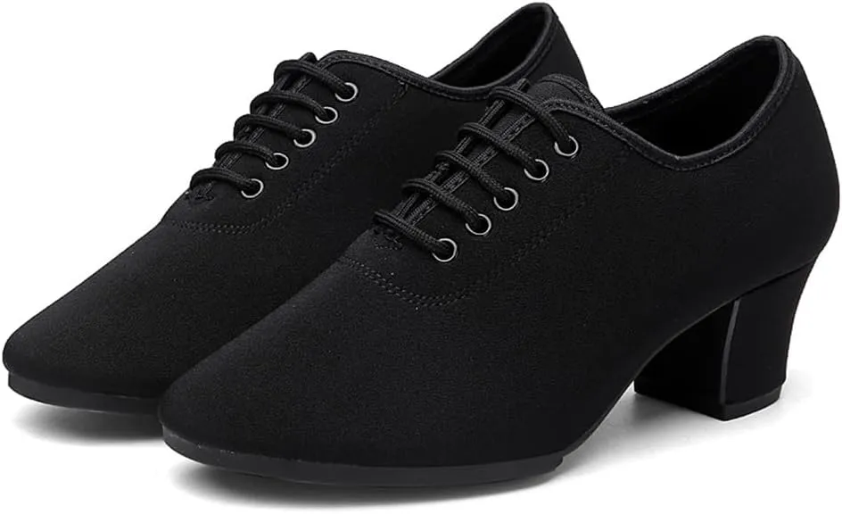 Ladies Ballroom Dance Shoes, Closed Toe Salsa Tango Shoes Suede Sole 2" Heel Professional Latin Dance Shoes for Female
