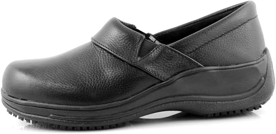 Laforst Jodie Leather Slip Resistant Waitress Server Slip On Fashion Clog