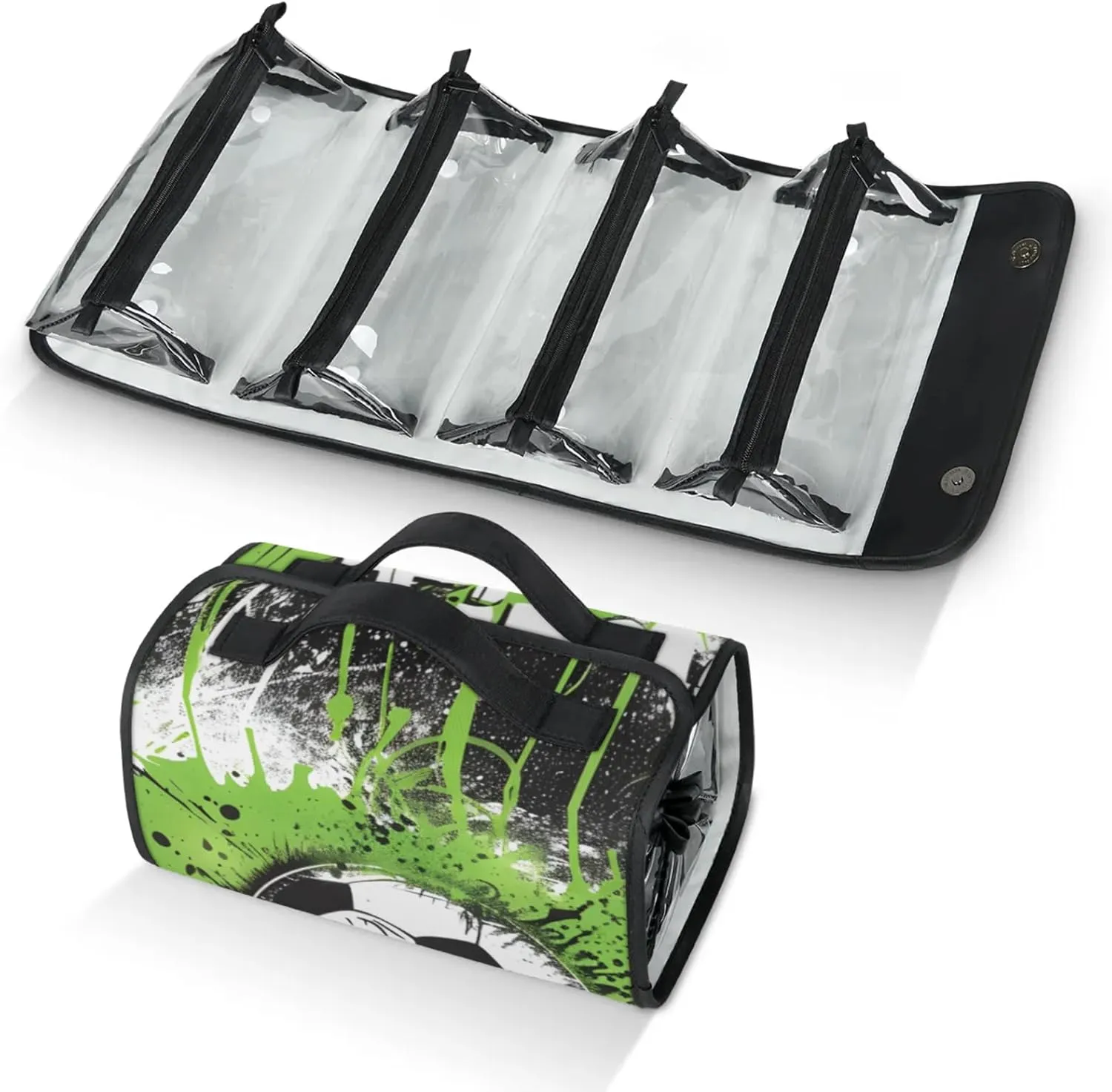 Large Capacity 4-in-1 Hanging Travel Toiletry Bag Storage Organizer With 4 Detachable Removable Zipper Clear Pouches Goals Time
