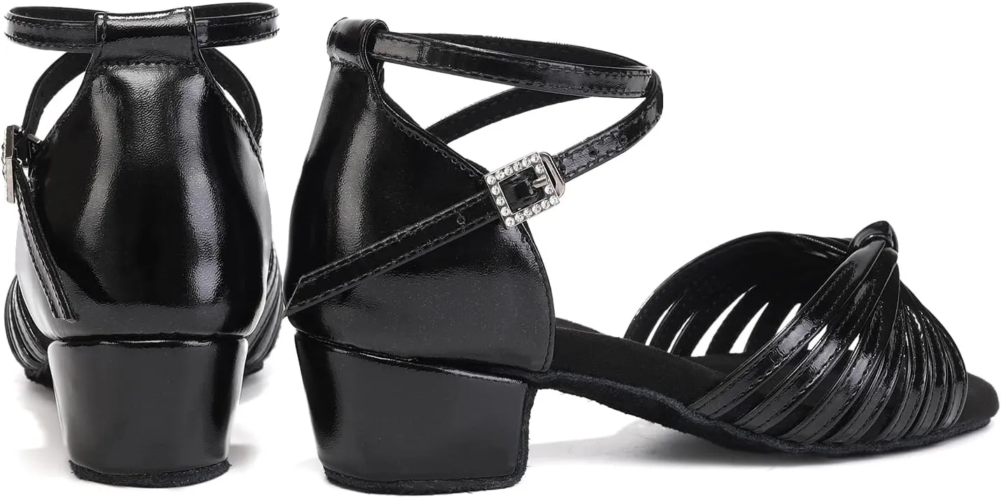 Latin Ballroom Dance Shoes Girls Latin Dance Shoes Low Heels Salsa Tango Professional Performance Practice Dance Shoes for Girls Kids 3cm Heel