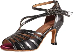 Latin Dance Shoes for Women Salsa Performance Dancing Shoes High Heel,Black,Model L028