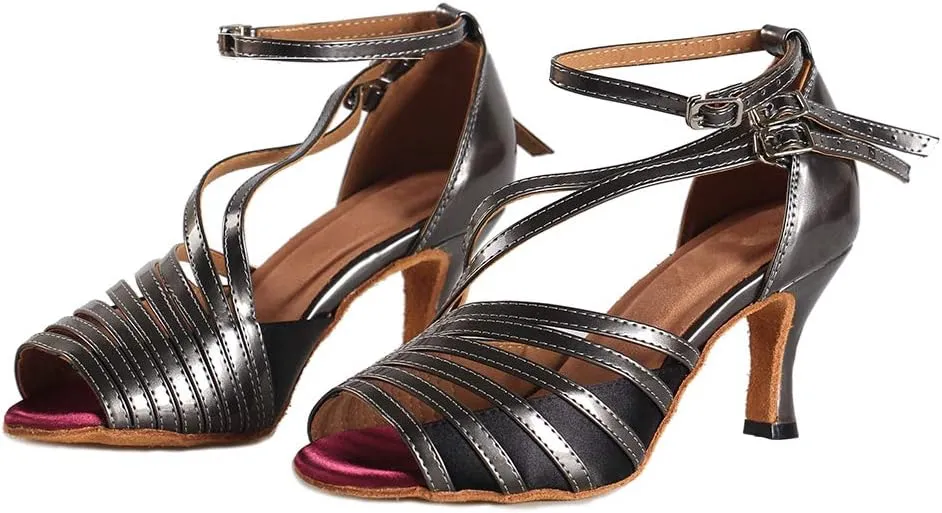 Latin Dance Shoes for Women Salsa Performance Dancing Shoes High Heel,Black,Model L028