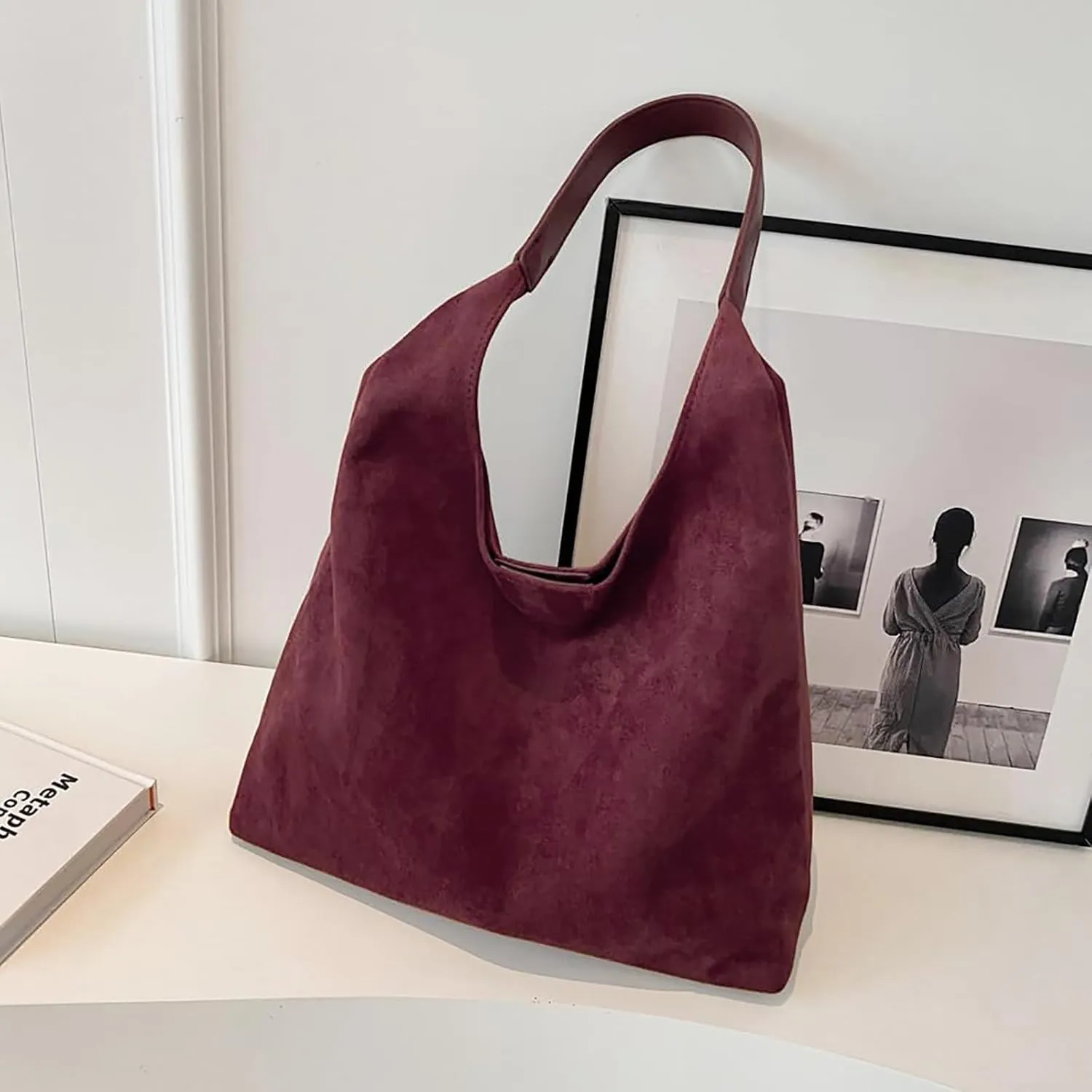 Leather Hobo Bags for Women - Brown Suede Retro Shoulder & Slouchy Bags for Fall