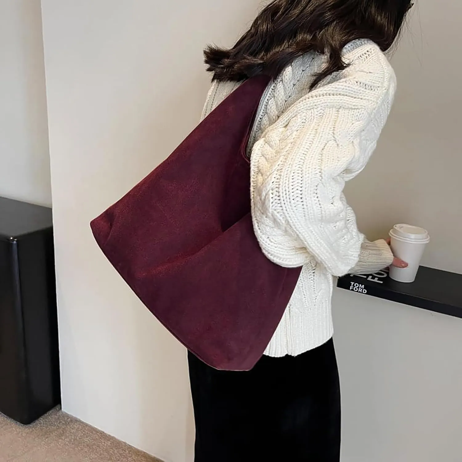 Leather Hobo Bags for Women - Brown Suede Retro Shoulder & Slouchy Bags for Fall