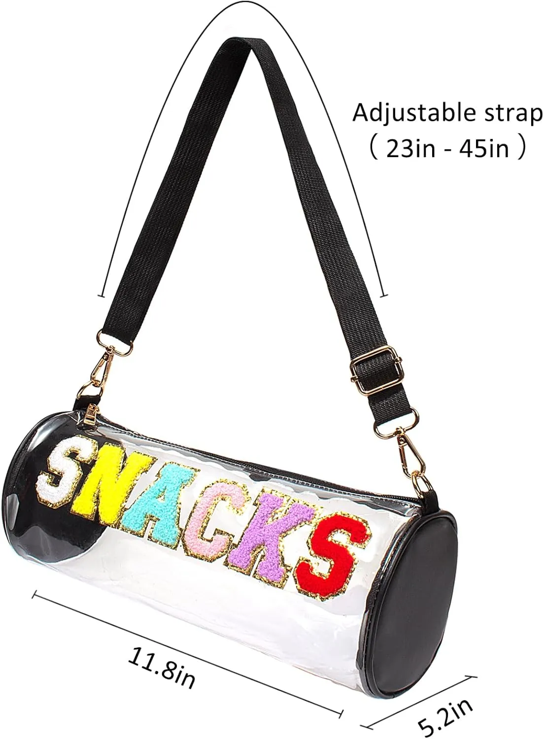 LETGO Chenille Letter Clear Zipper Pouch for Travel,Nylon Clear Cosmetic Bag,Makeup Travel Bag for Women Girls