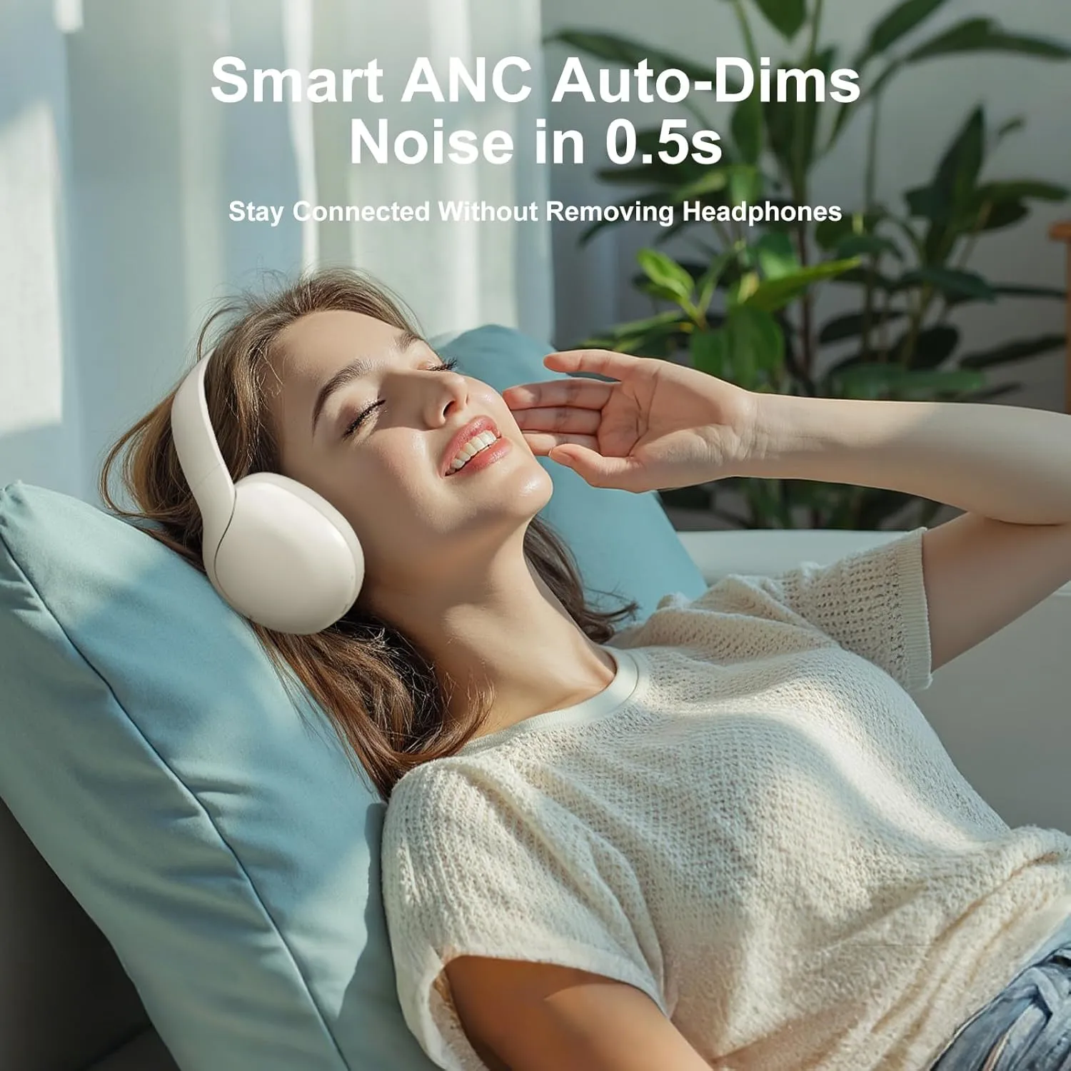 Linklike Noise Cancelling Bluetooth Headphones with Microphone, Hi-Res Audio Certified,180H Playtime Foldable Comfort Fit Earpads,Type-C Charge & Wired Audio in 1 for Office Studying Travel