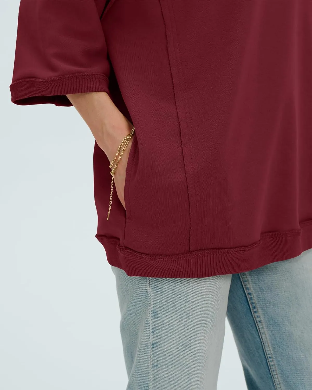 Locachy Women's Casual Crew Neck Sweatshirt Oversized 3/4 Sleeve Pullover Tops 2025 Fashion