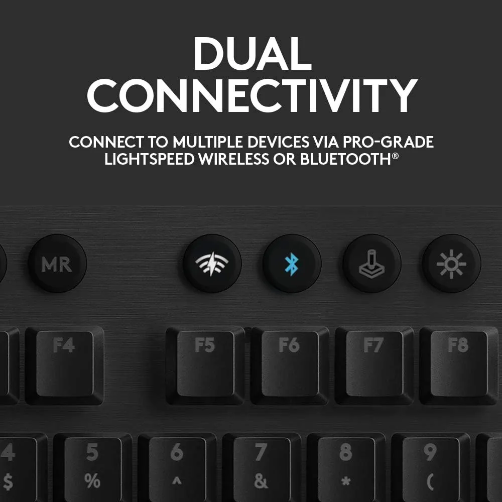 Logitech G915 LIGHTSPEED RGB Mechanical Gaming Keyboard, Low Profile GL Clicky Key Switch, LIGHTSYNC RGB, Advanced LIGHTSPEED Wireless and Bluetooth Support - Clicky,Black