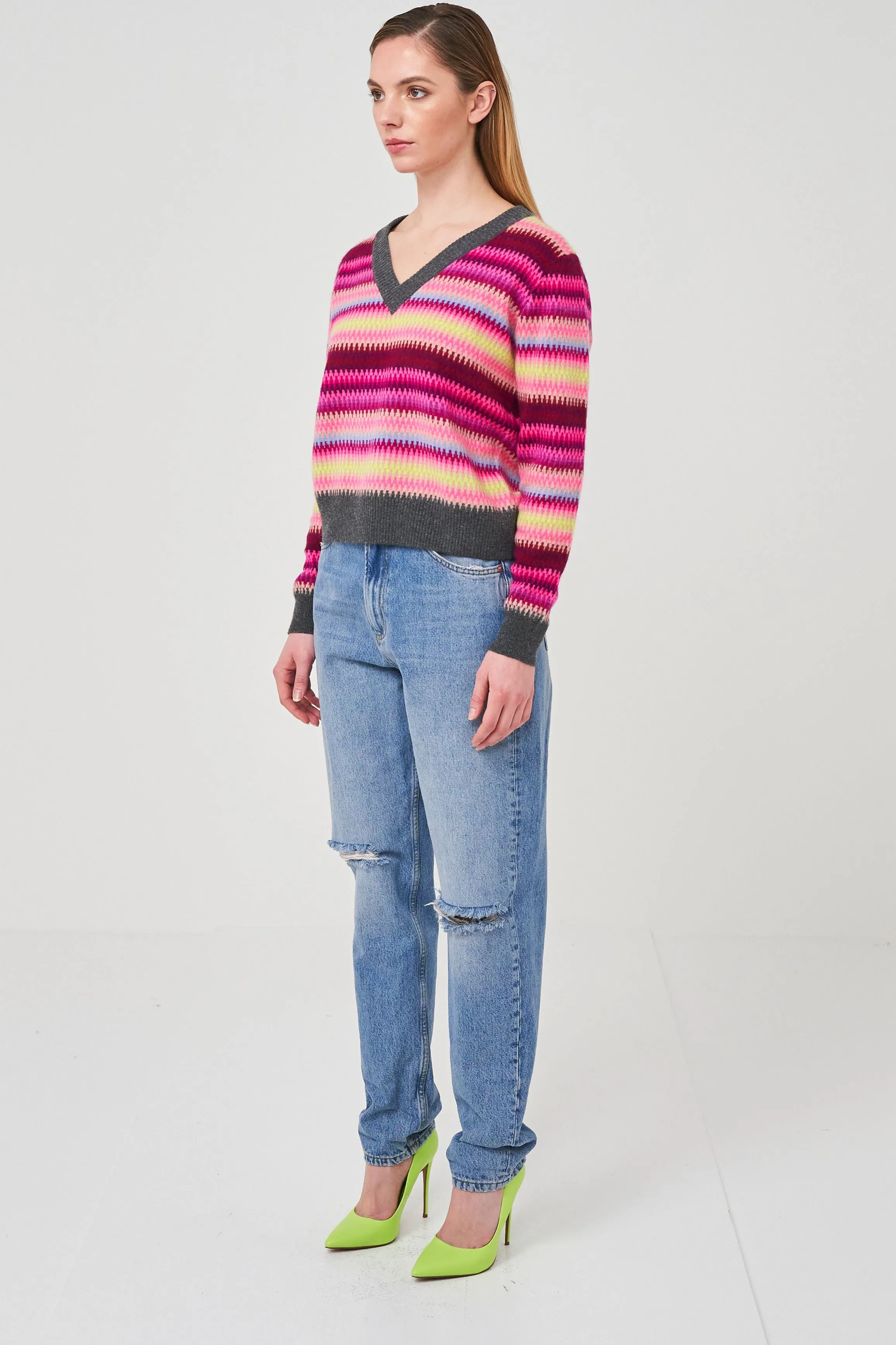 Lottie Fairisle Cashmere V Sweater
