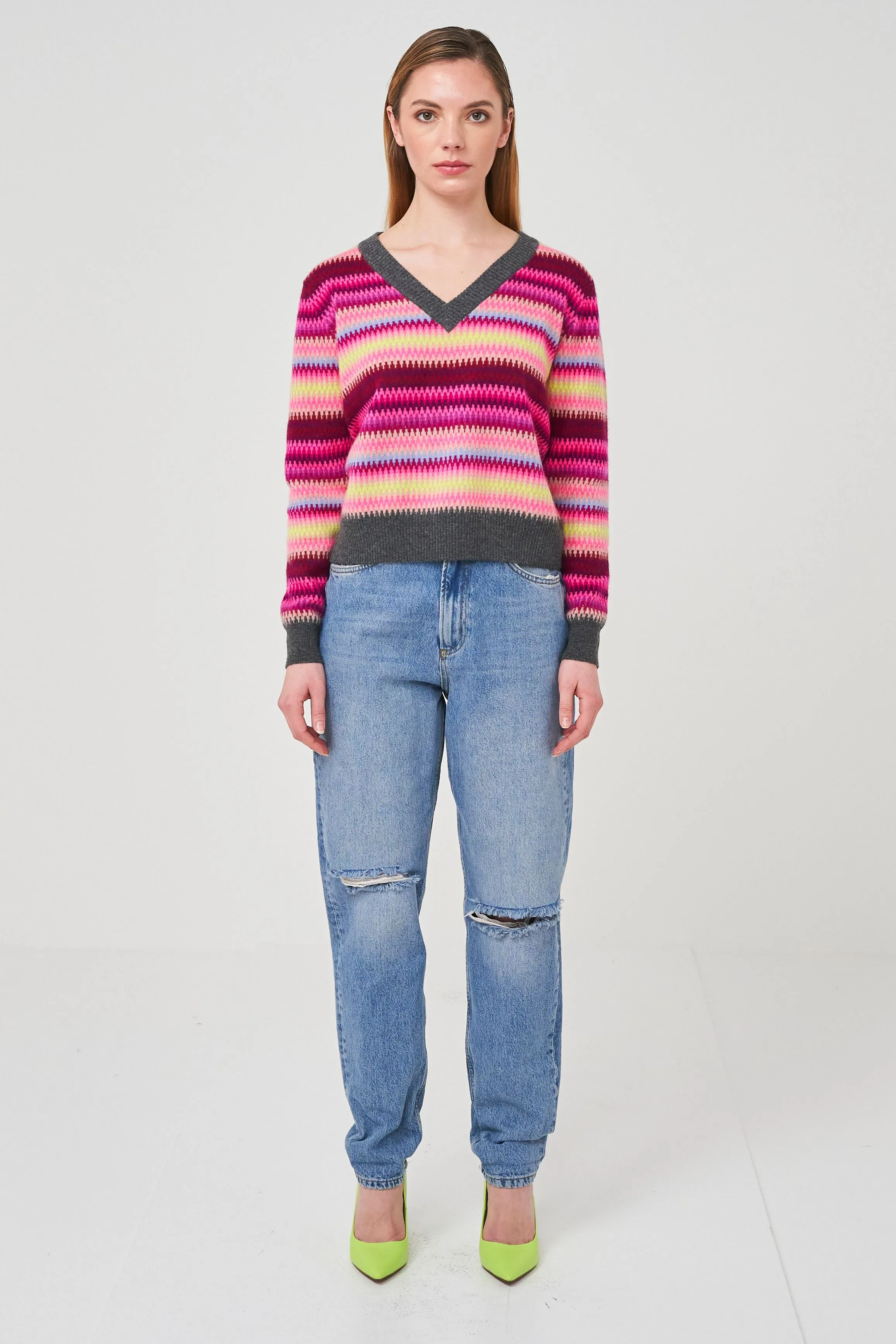 Lottie Fairisle Cashmere V Sweater