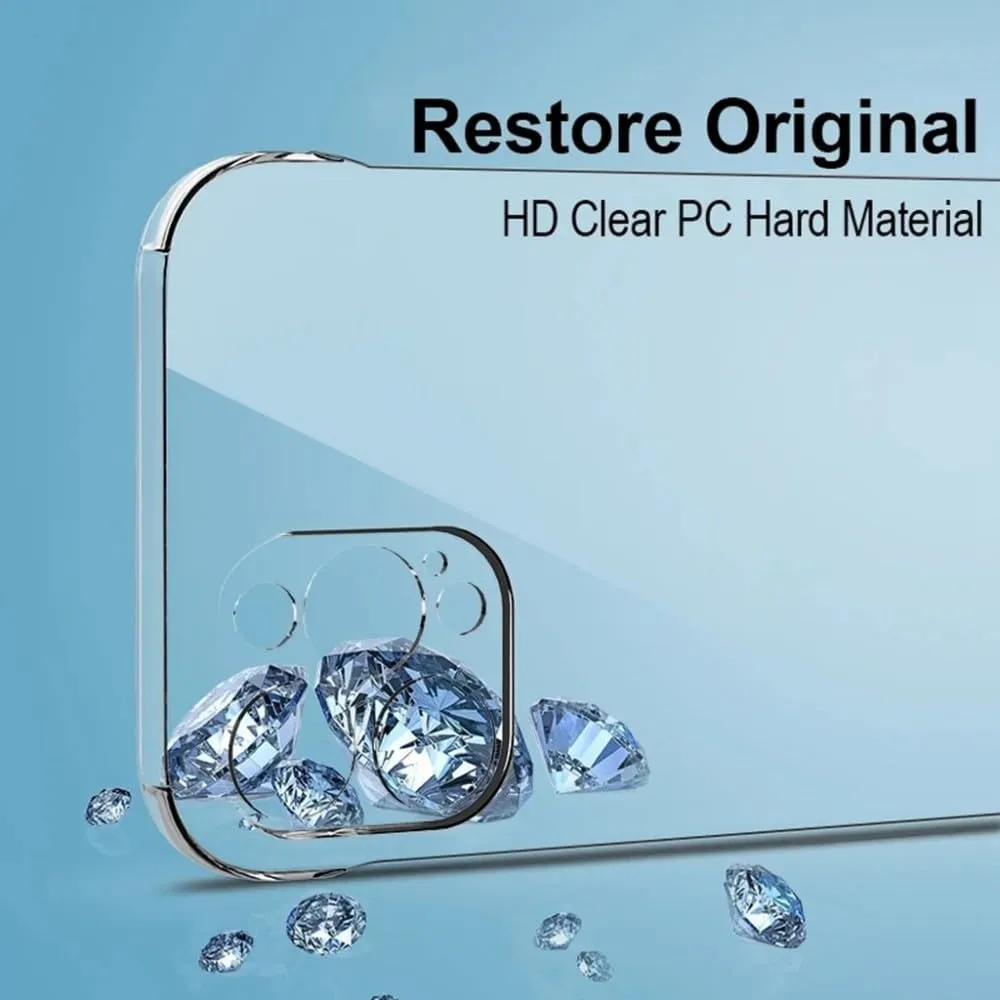 Luxury Frameless Transparent Case for iPhone 15 14 13 12 11 Pro X XR XS Max 7 8 Plus Mini Hard PC Shockproof Bumper Clear Cover,Transparent,for iPhone14
