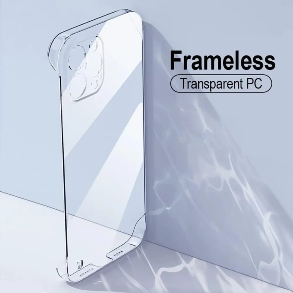 Luxury Frameless Transparent Case for iPhone 15 14 13 12 11 Pro X XR XS Max 7 8 Plus Mini Hard PC Shockproof Bumper Clear Cover,Transparent,for iPhone14