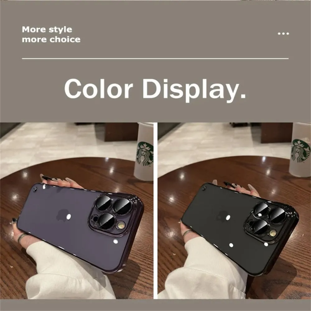 Luxury Plating Transparent Frameless Ultra Thin Case for iPhone 15 14 Plus 13 12 11 Pro Max Clear Hard Camera Protection Cover,Clear,for iPhone14