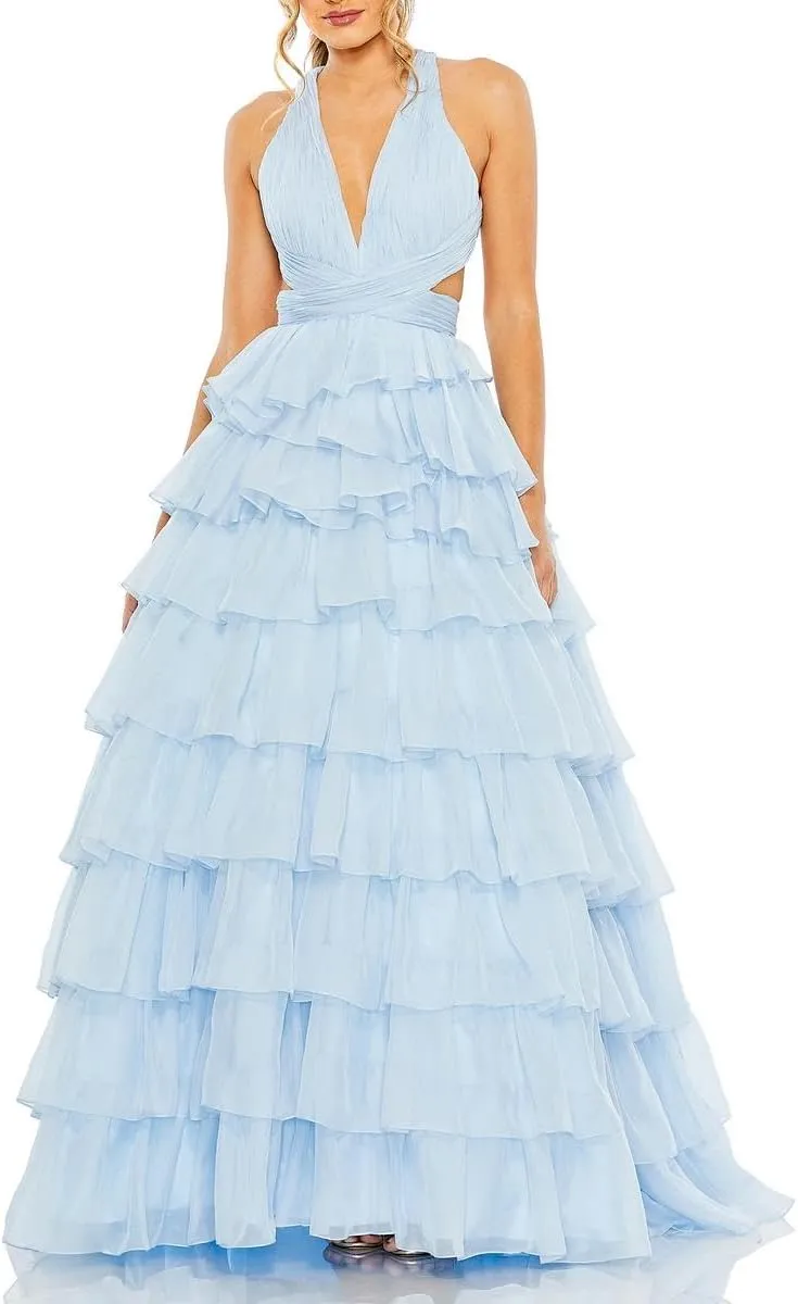 Mac Duggal Womens Cut-Out Chiffon Evening Dress