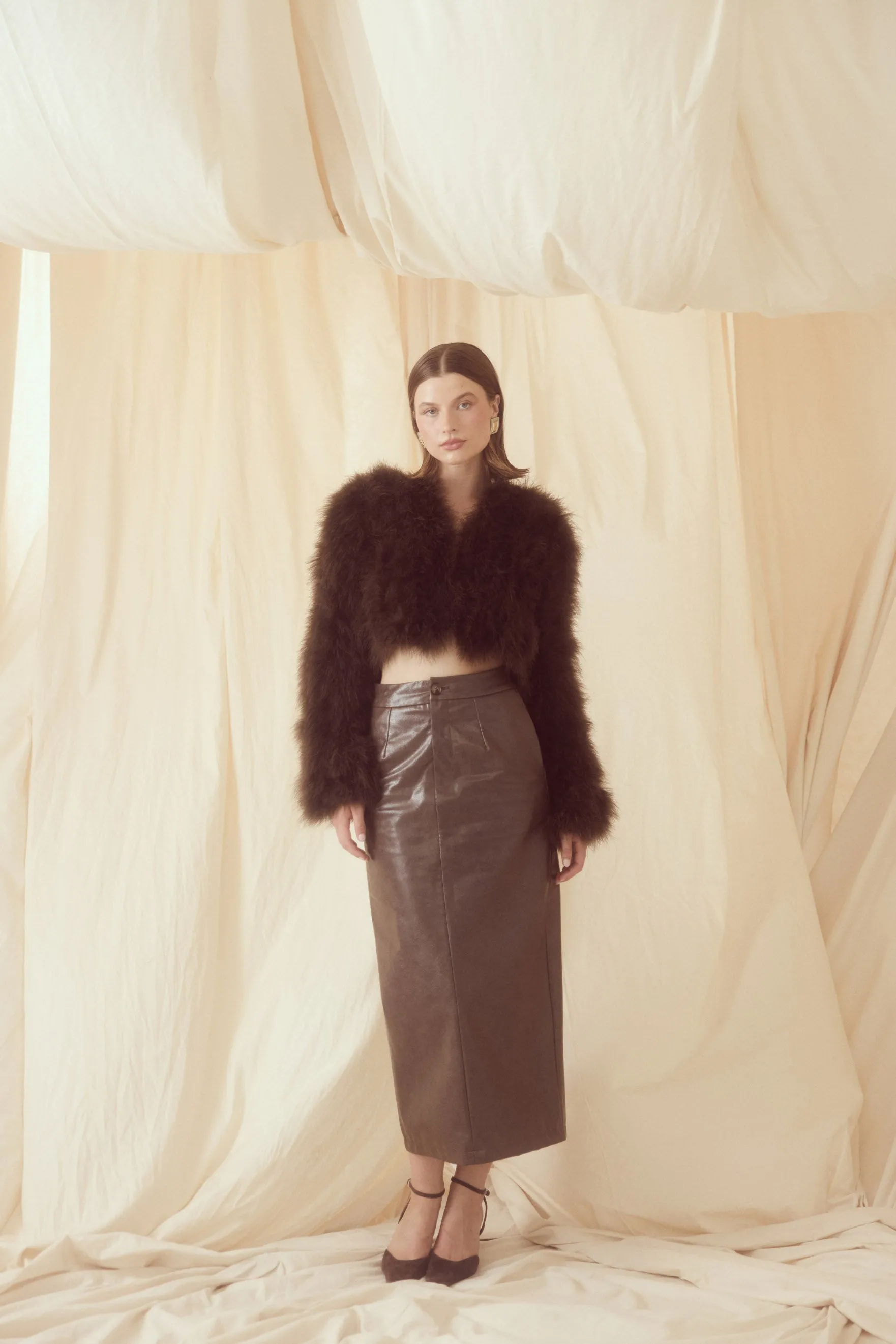 Manhattan Crop Jacket - Chocolate