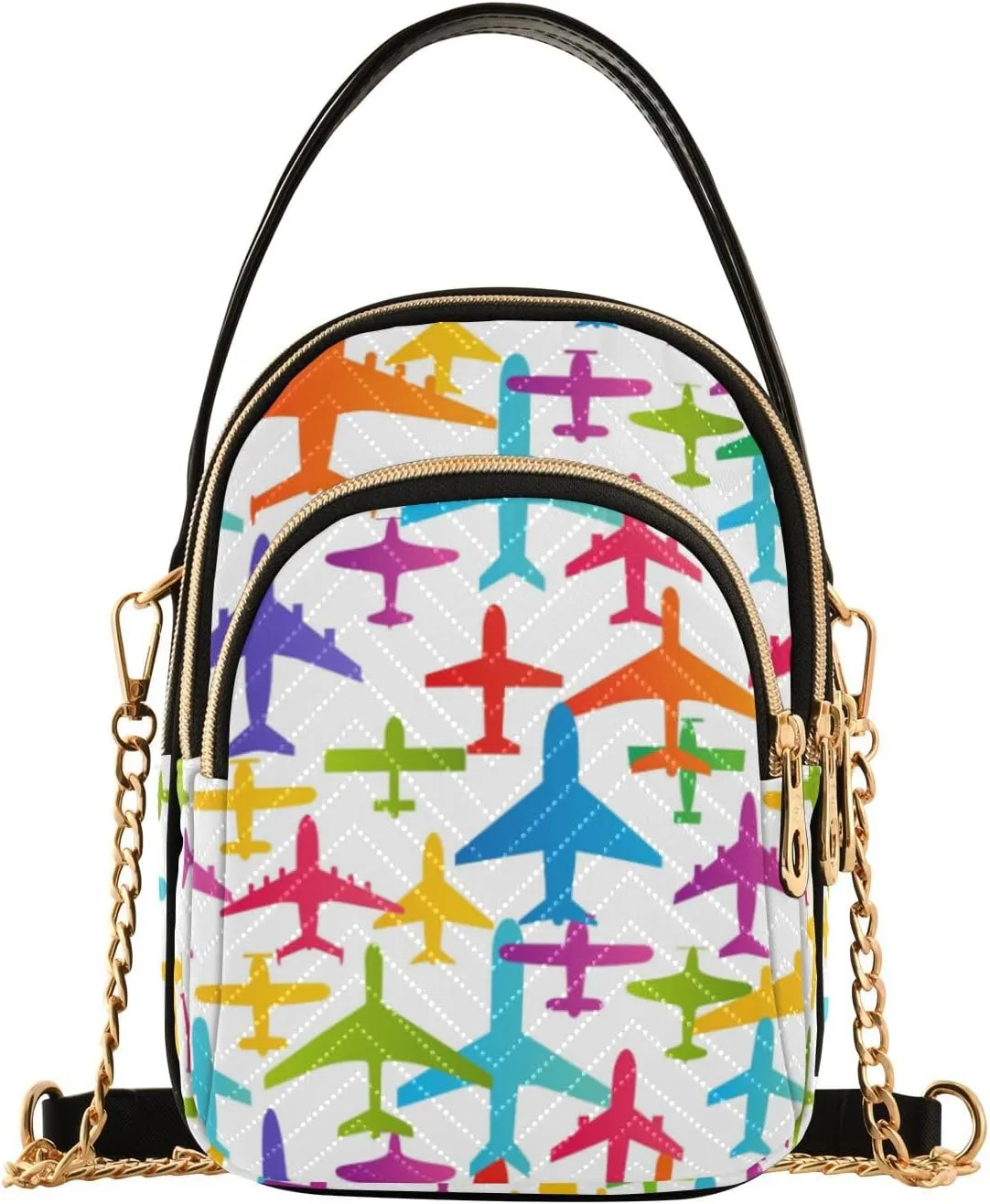 MCHIVER Airplane Crossbody Bag for Women Cell Phone Purse Wallet with Removable Chain Shoulder Handbag for Travel Passport Phone Work