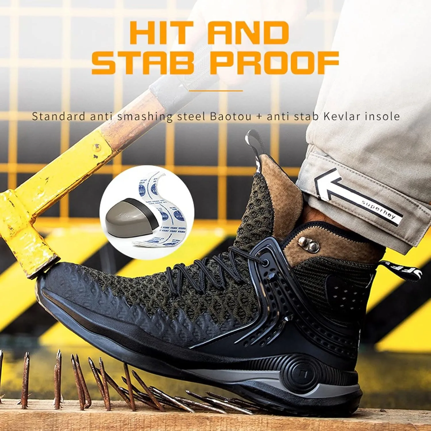 Men winter boots High Top Men Boots Steel Toe Shoes Men Work Boots Safety Shoes Men Anti-puncture Work Sneakers Lightweight Winter Boots Male