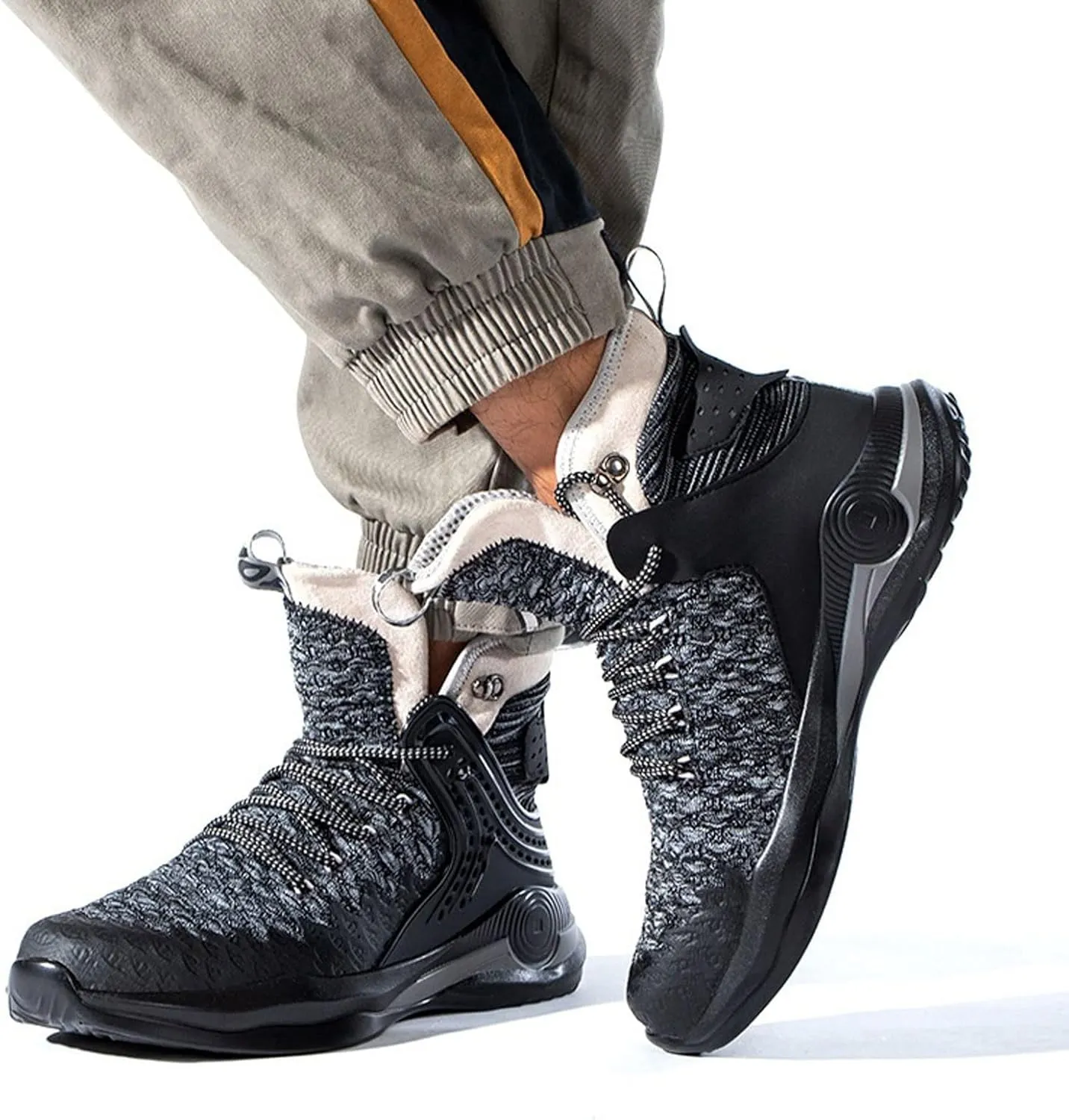 Men winter boots High Top Men Boots Steel Toe Shoes Men Work Boots Safety Shoes Men Anti-puncture Work Sneakers Lightweight Winter Boots Male