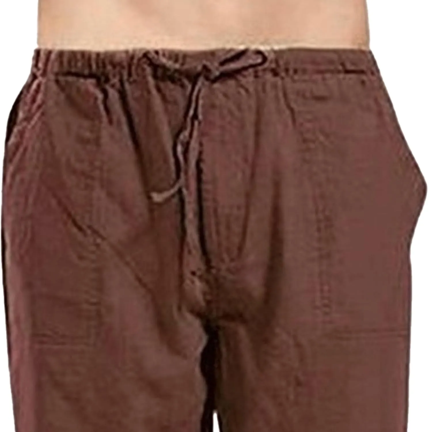 Men's Baggy Cotton Linen Summer Pants Drawstring Solid Beach Trousers Straight Leg Casual Outdoor Sweatpants