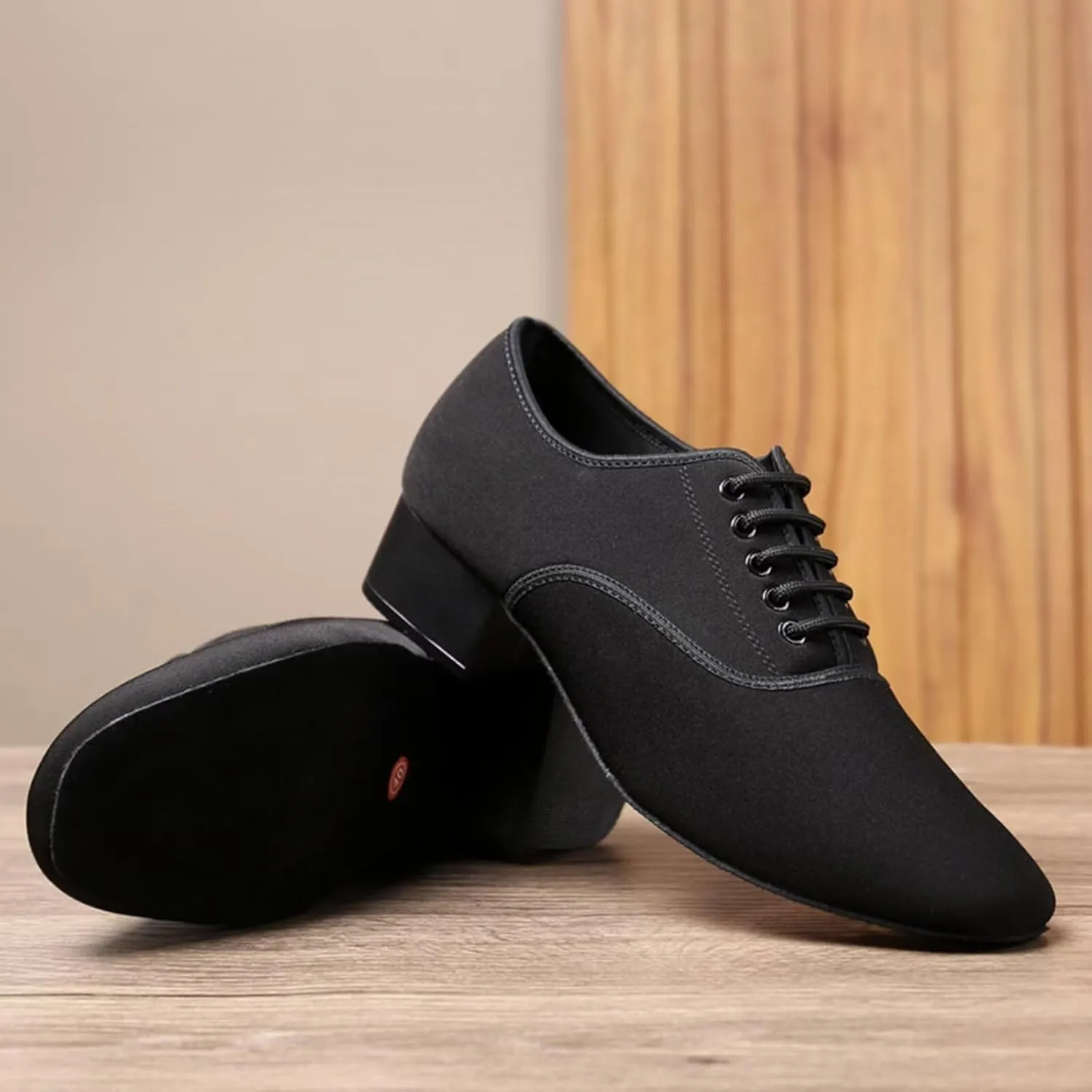 Men's Ballroom Dance Shoes Black 1.3 Inch Professional Ballroom Tango Waltz Performance Shoes Standard Heel Modern Dancing Shoes