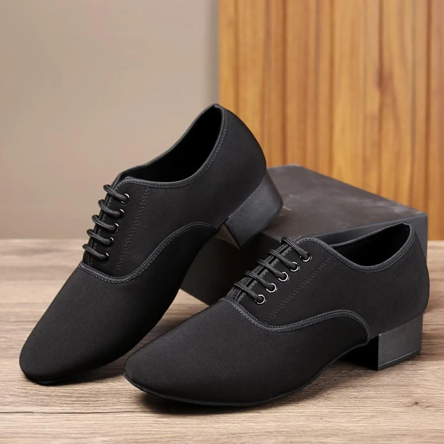 Men's Ballroom Dance Shoes Black 1.3 Inch Professional Ballroom Tango Waltz Performance Shoes Standard Heel Modern Dancing Shoes
