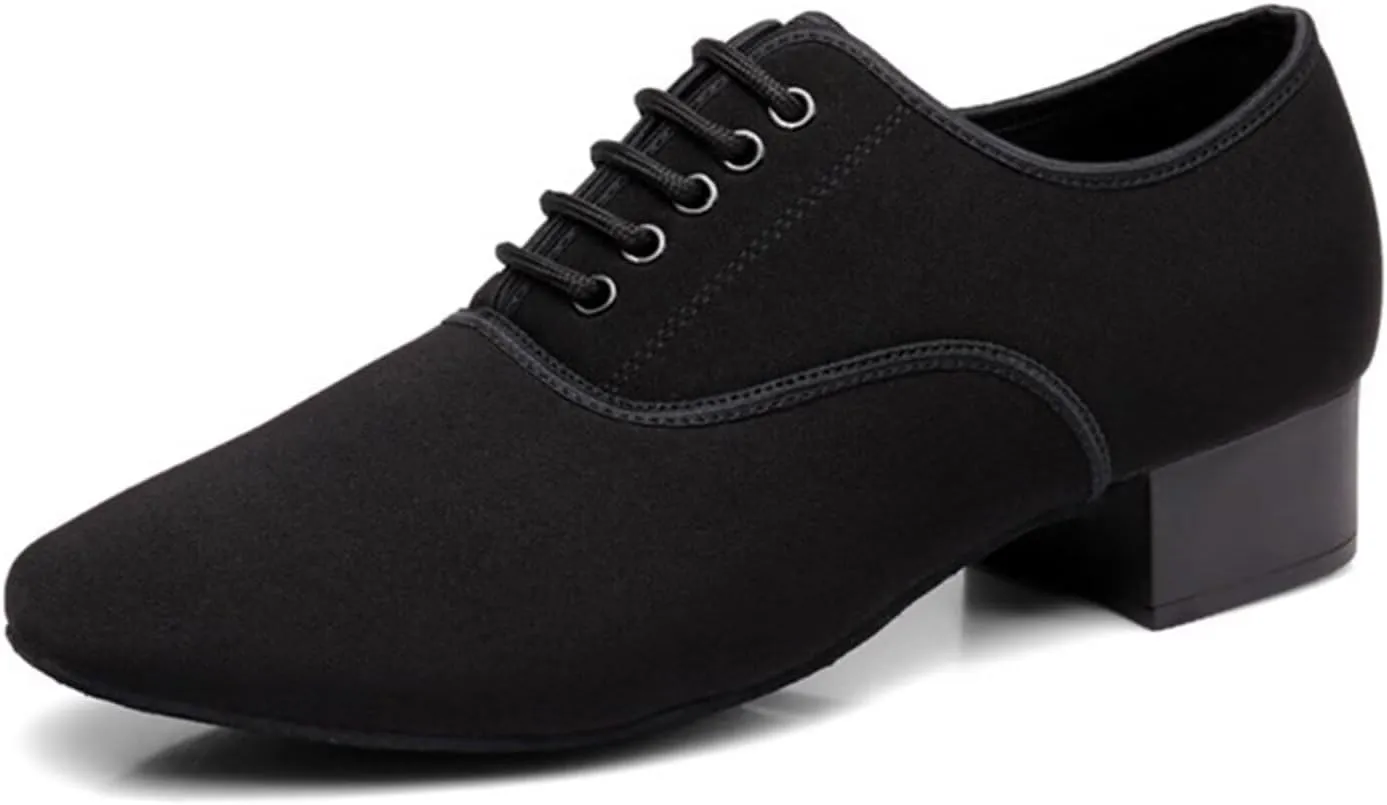 Men's Ballroom Dance Shoes Black 1.3 Inch Professional Ballroom Tango Waltz Performance Shoes Standard Heel Modern Dancing Shoes