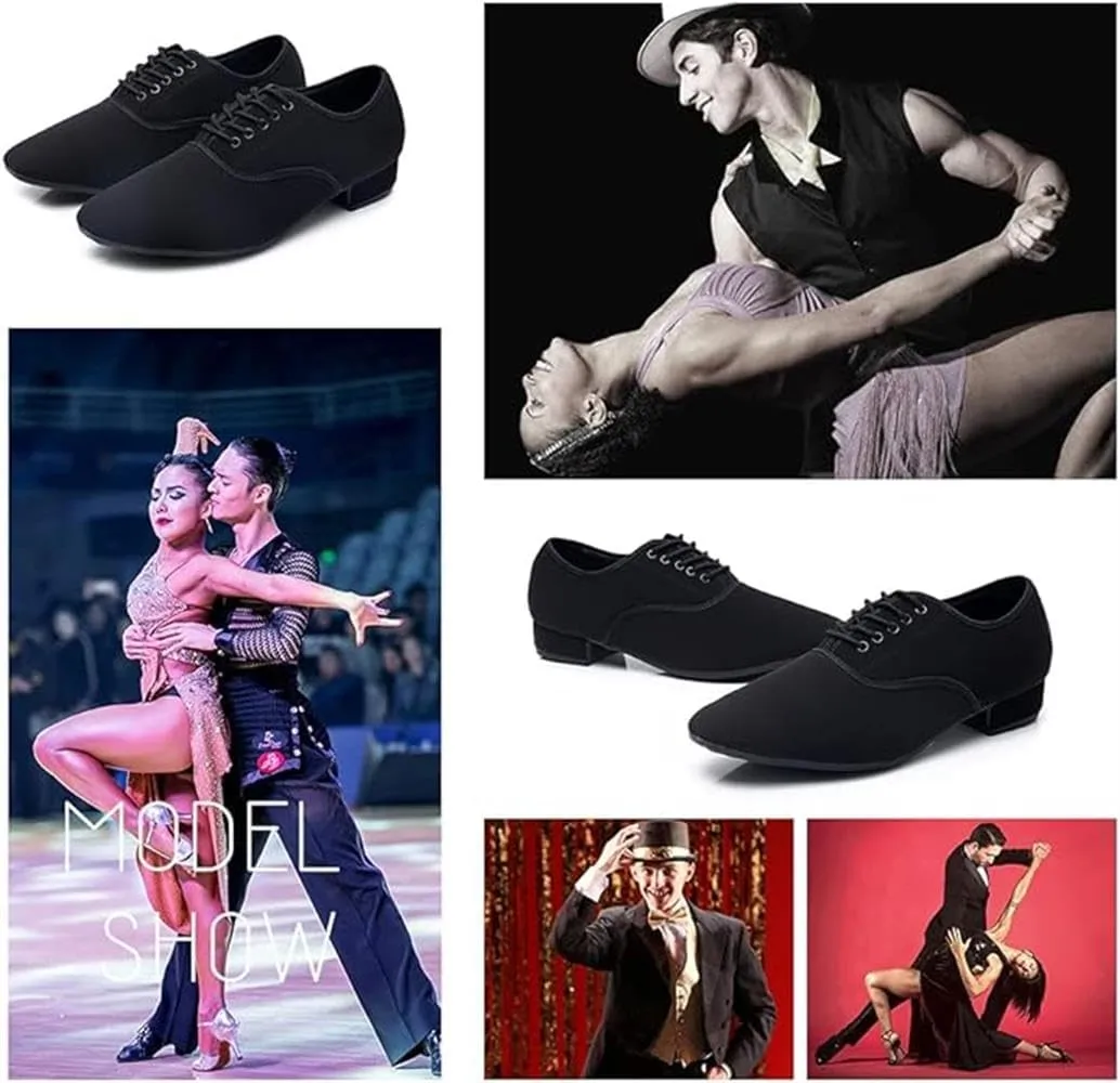 Men's Ballroom Dance Shoes Latin Tango Morden Rumba Social Shoes Lace-Up Low Heel 1" Jazz Dance Shoes