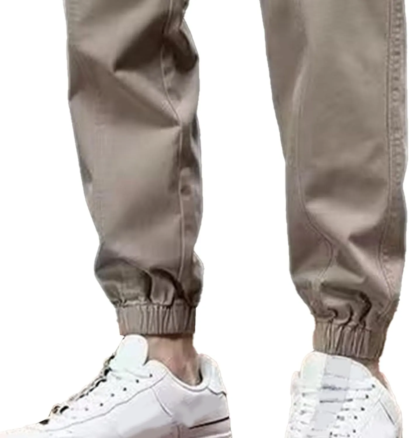 Men's Elastic Waist Outdoor Pants Twill Casual Regular Fit Cargo Trousers Solid Drawstring Tapered Pants
