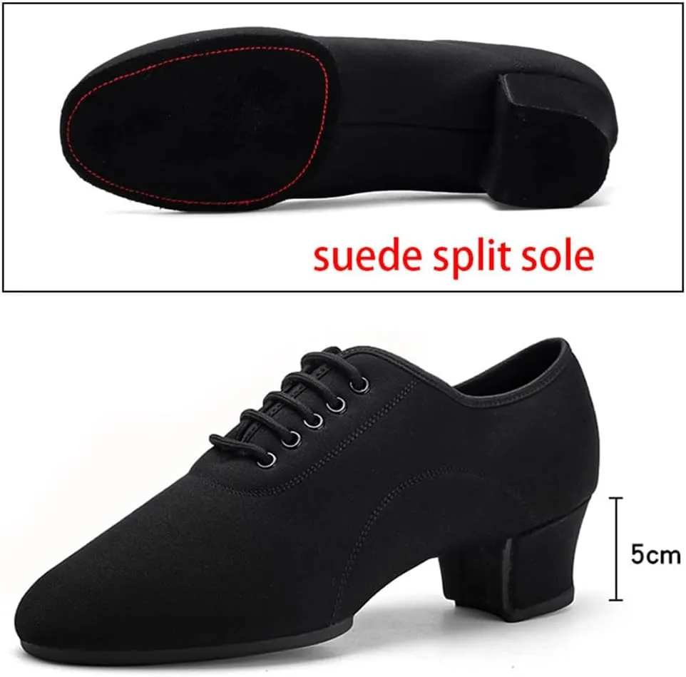 Men's Latin Dance Shoes, 2" Heel Ballroom Tango Waltz Practice Shoes Split Sole Dancing Shoes for Male